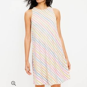 LOFT Rainbow stripe swing dress